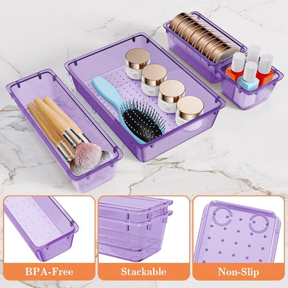 25 PCS Plastic Drawer Organizer, 4-Size Versatile Organizers, Clear Black