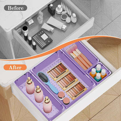 25 PCS Plastic Drawer Organizer, 4-Size Versatile Organizers, Clear Black
