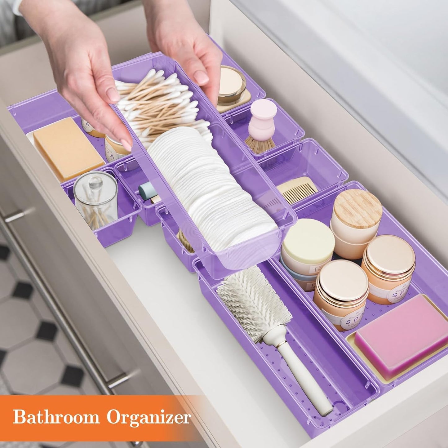 25 PCS Plastic Drawer Organizer, 4-Size Versatile Organizers, Clear Black