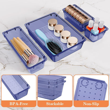 25 PCS Plastic Drawer Organizer, 4-Size Versatile Organizers, Clear Black