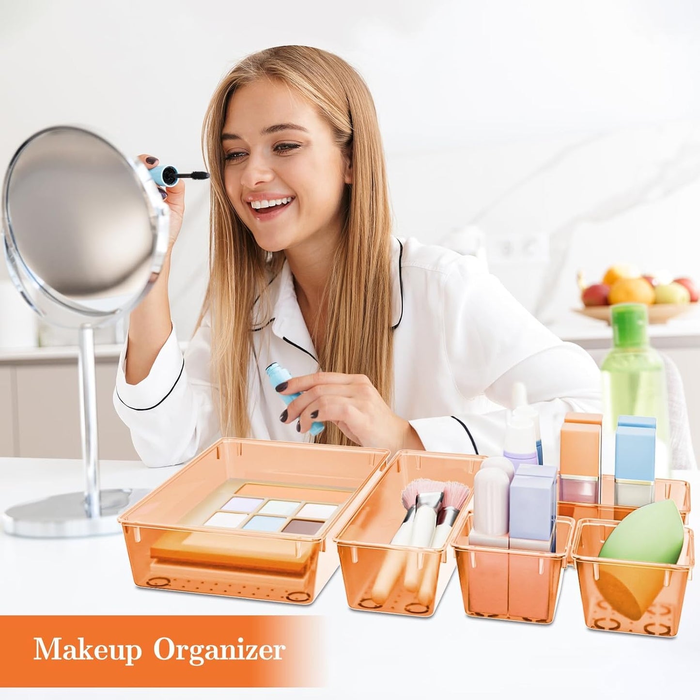 25 PCS Plastic Drawer Organizer, 4-Size Versatile Organizers, Clear Black