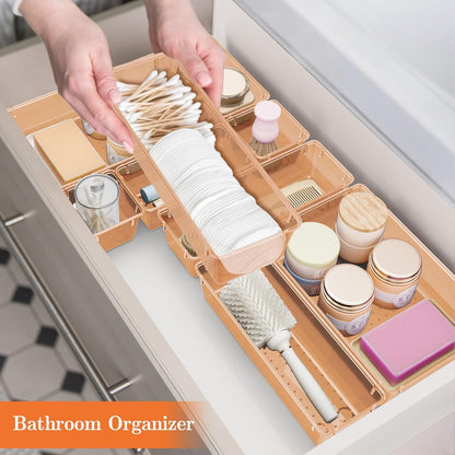 25 PCS Plastic Drawer Organizer, 4-Size Versatile Organizers, Clear Black