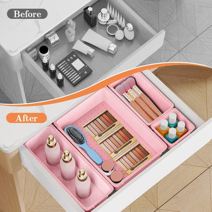 25 PCS Plastic Drawer Organizer, 4-Size Versatile Organizers, Clear Black