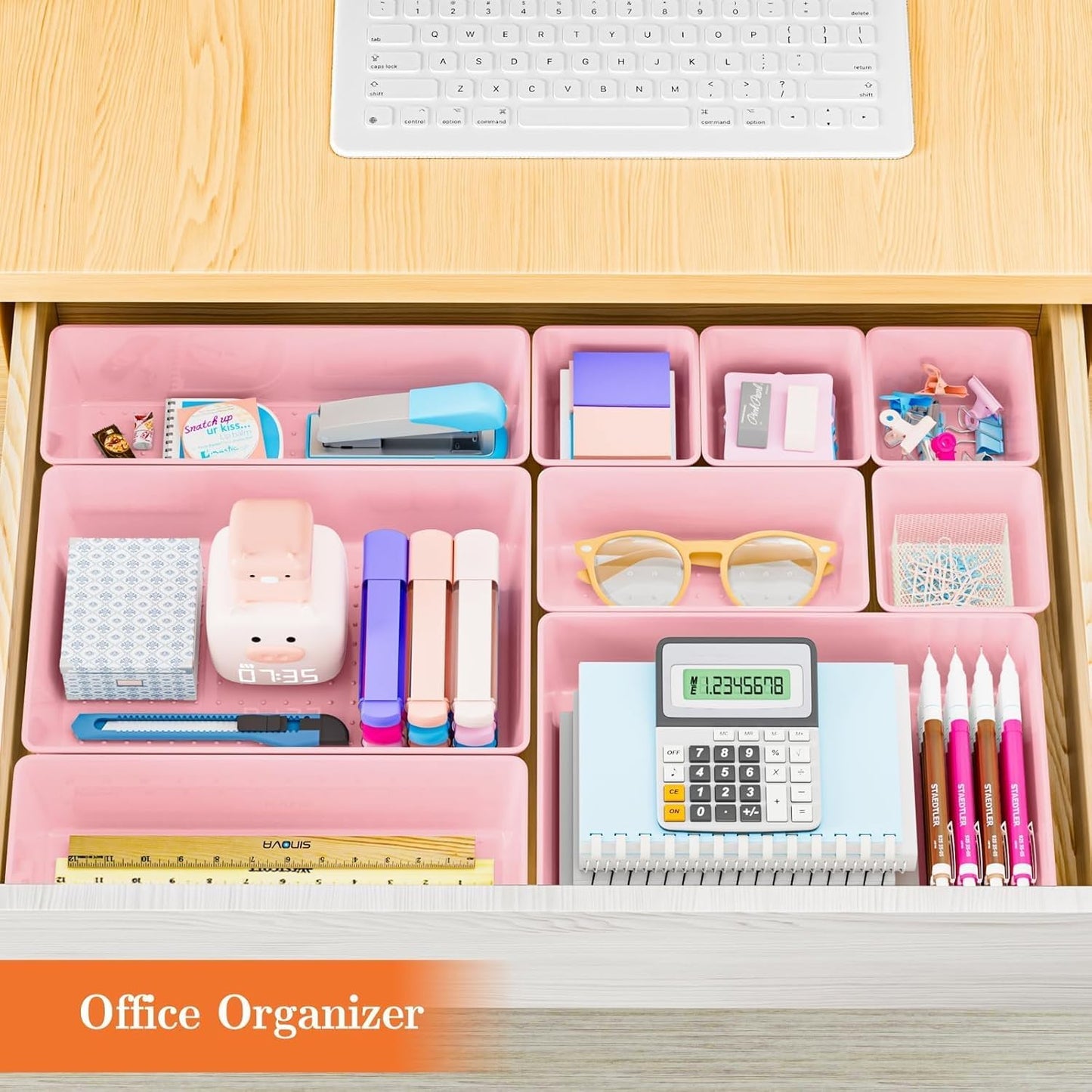 25 PCS Plastic Drawer Organizer, 4-Size Versatile Organizers, Clear Black