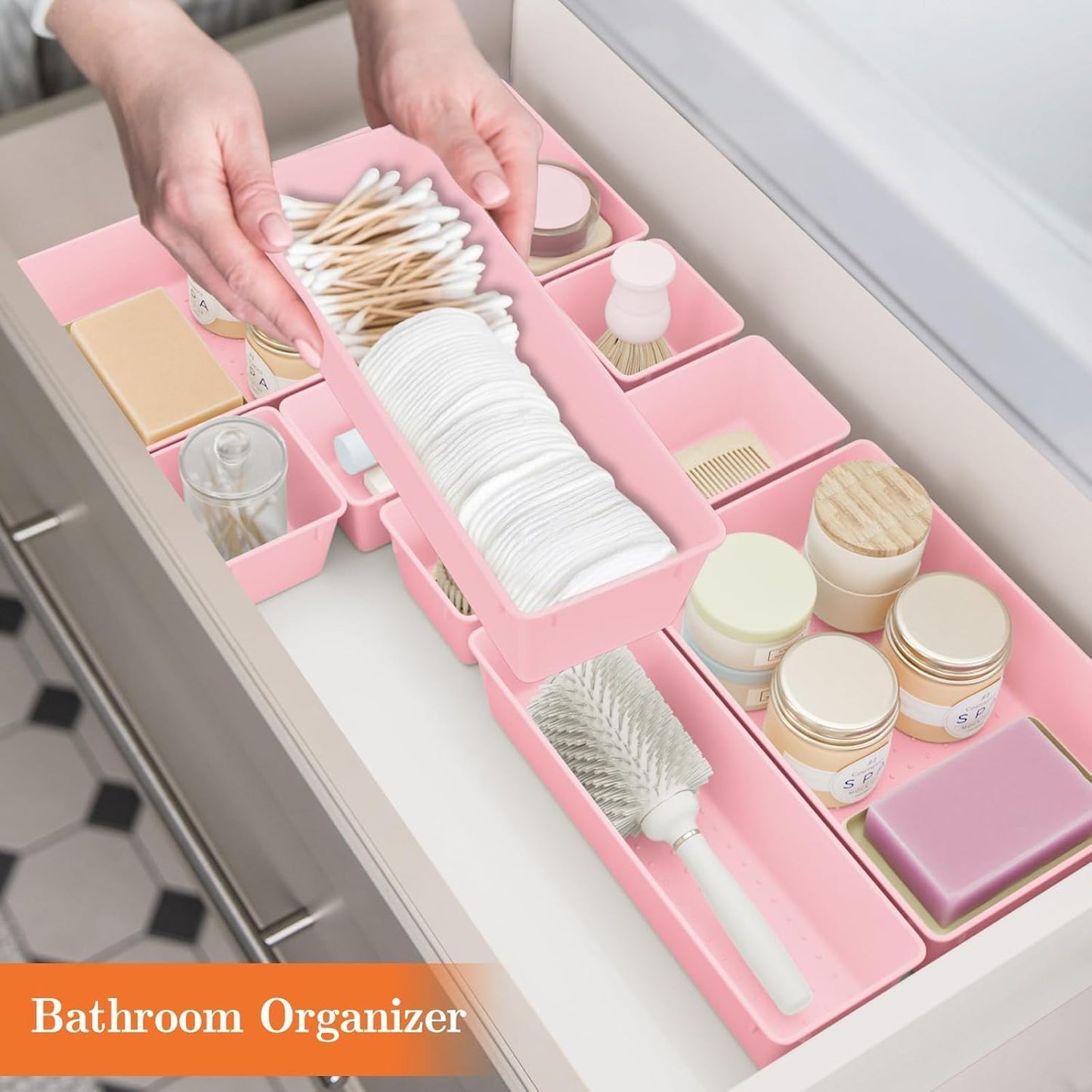 25 PCS Plastic Drawer Organizer, 4-Size Versatile Organizers, Clear Black