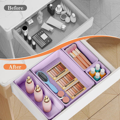 25 PCS Plastic Drawer Organizer, 4-Size Versatile Organizers, Clear Black