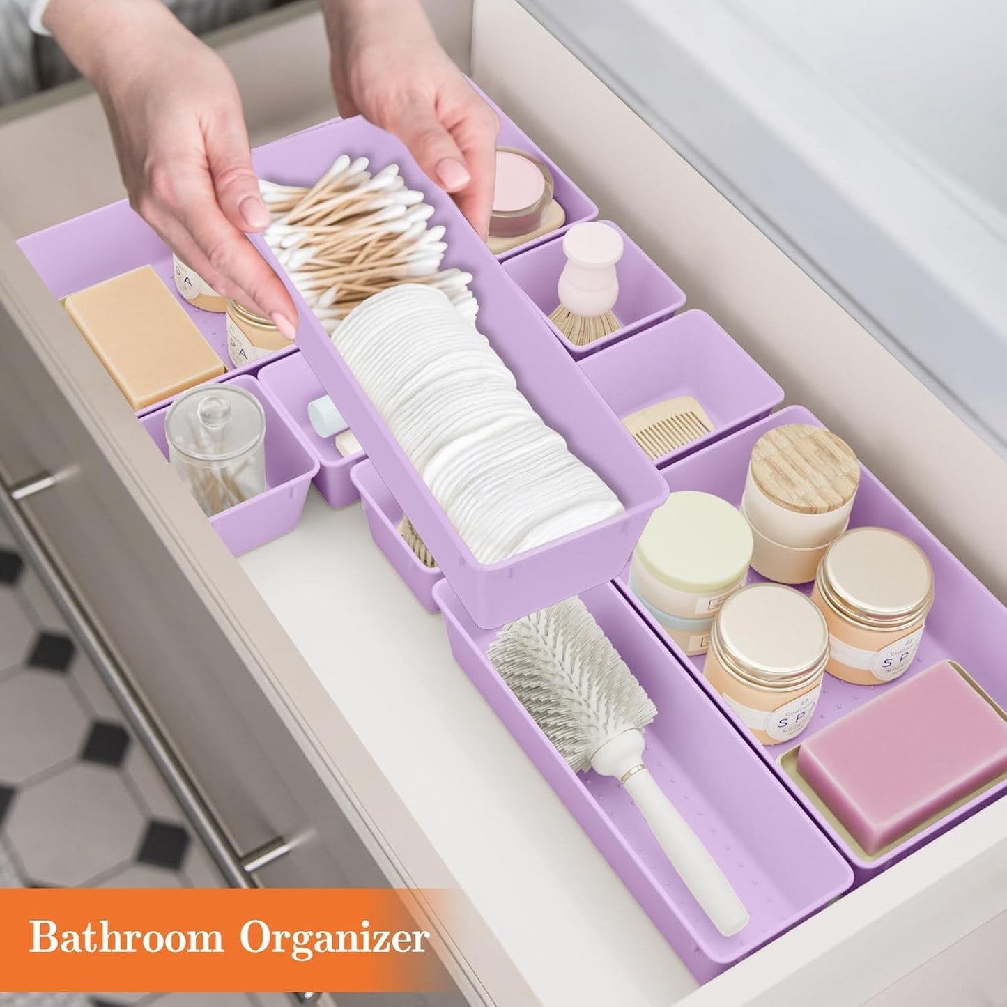 25 PCS Plastic Drawer Organizer, 4-Size Versatile Organizers, Clear Black
