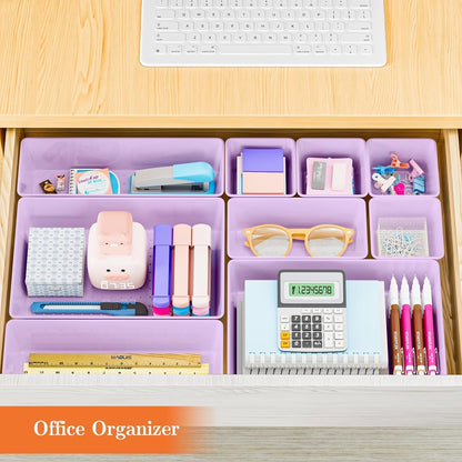25 PCS Plastic Drawer Organizer, 4-Size Versatile Organizers, Clear Black