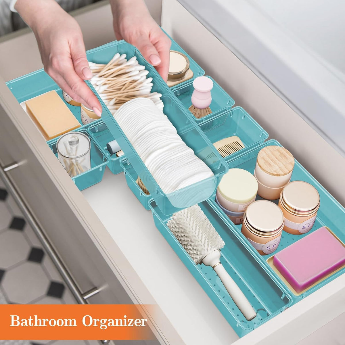 25 PCS Plastic Drawer Organizer, 4-Size Versatile Organizers, Clear Black