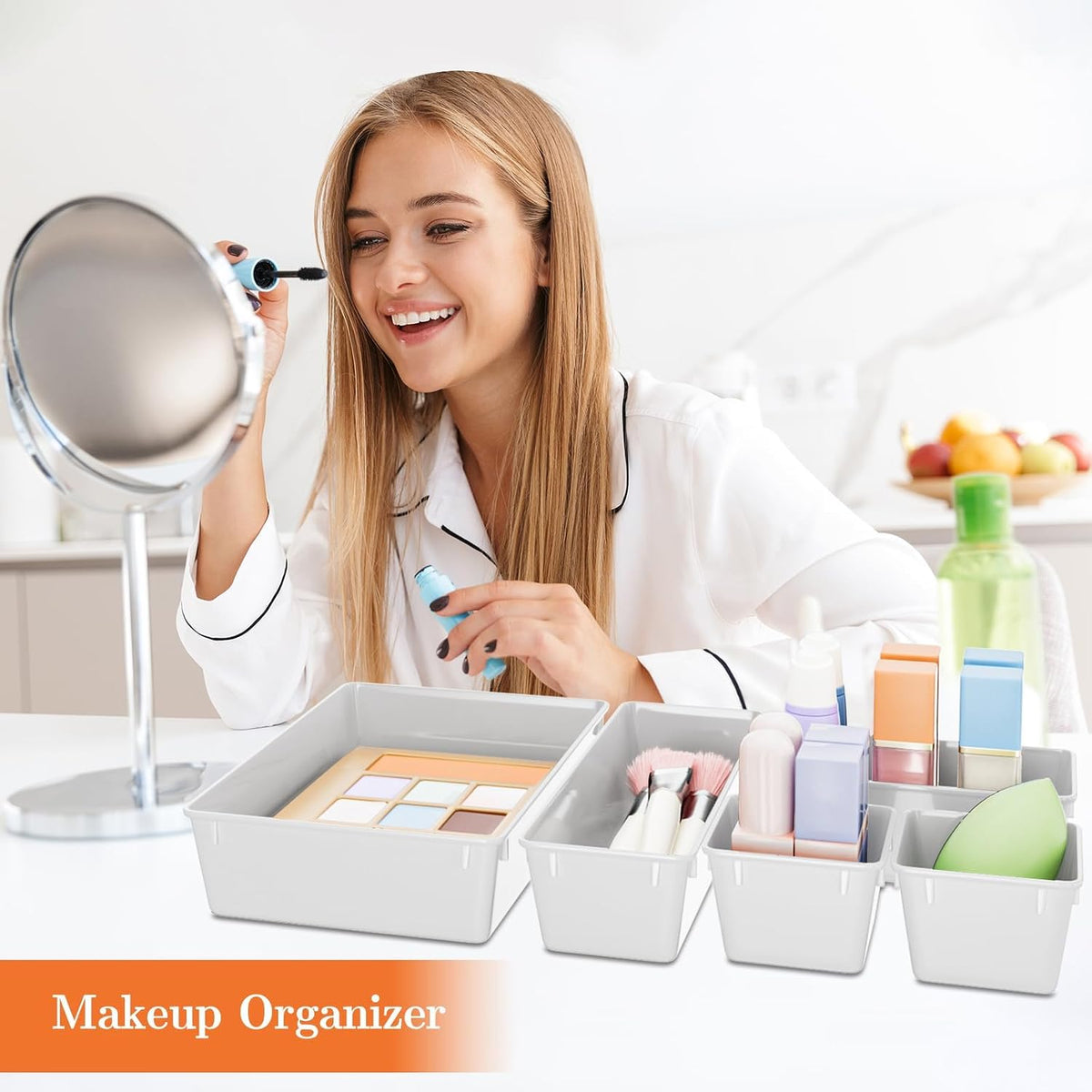 25 PCS Plastic Drawer Organizer, 4-Size Versatile Organizers, Clear Black