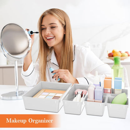 25 PCS Plastic Drawer Organizer, 4-Size Versatile Organizers, Clear Black