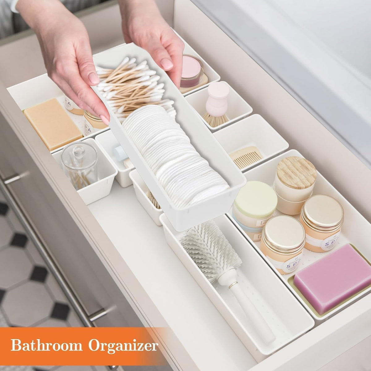 25 PCS Plastic Drawer Organizer, 4-Size Versatile Organizers, Clear Black