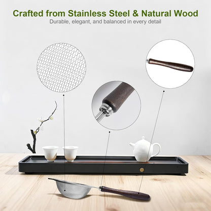Matcha Sifter, 30-Mesh Fine Matcha Strainer with Natural Wood Handle, 3-Inch Stainless Steel Small Sieve for Matcha Tea, Chawan and Daily Latte