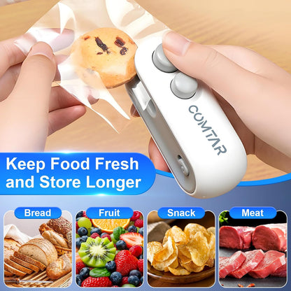 Mini Bag Sealer, Rechargeable 2-in-1 Heat Seal & Cutter for Plastic Bags | Chip Bag Sealer,Bag Resealer,Rechargeable Sealer Machine,Portable Heat Sealer and Cutter