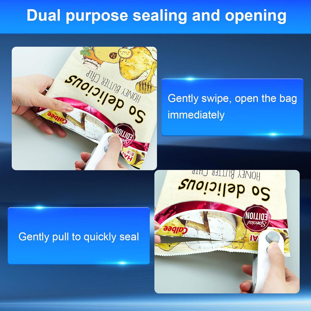 Mini Bag Sealer, Rechargeable 2-in-1 Heat Seal & Cutter for Plastic Bags | Chip Bag Sealer,Bag Resealer,Rechargeable Sealer Machine,Portable Heat Sealer and Cutter