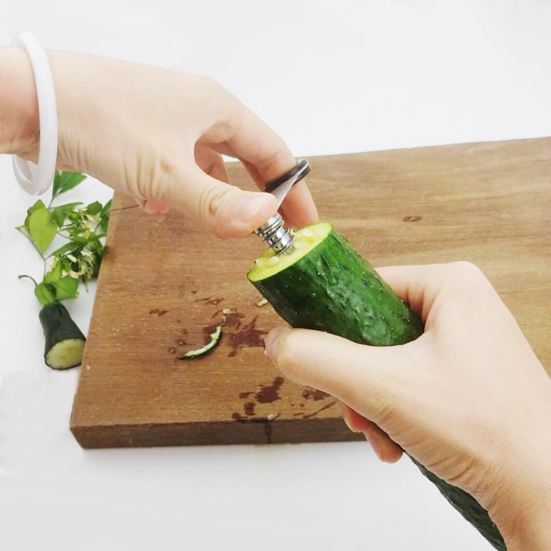 Stainless Steel Spiral Vegetable Cutter+ Plastic Green Cutter – Easy Spiralizer for Potatoes, Carrots, Cucumbers, Zucchini – Kitchen Spiral Slicer for Healthy Snacks & Salads(2pcs)