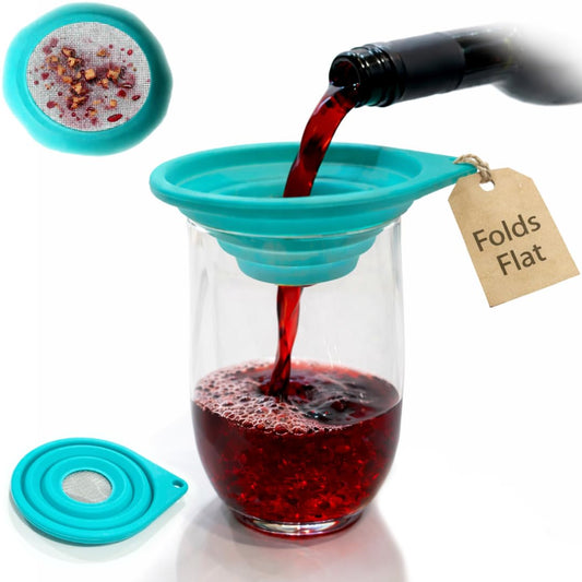 Ultra Fine Mesh Strainer, Collapsible, Small 4 Inch Silicone Funnel with 316 Stainless Steel Sieve, Tea Strainer for Loose Leaf Tea, Pour Over Coffee, Wine, Cocktails for Kitchen, Travel, Camping, RV