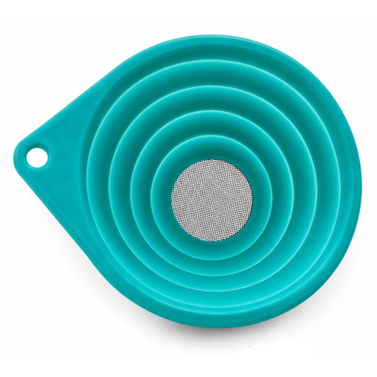 Ultra Fine Mesh Strainer, Collapsible, Small 4 Inch Silicone Funnel with 316 Stainless Steel Sieve, Tea Strainer for Loose Leaf Tea, Pour Over Coffee, Wine, Cocktails for Kitchen, Travel, Camping, RV