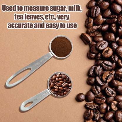 4 Pcs Stainless Steel Measuring Scoops - 1/8 Cup (30ml) Long/Short Handle Scoop for Coffee, Tea, Baking, Kitchen