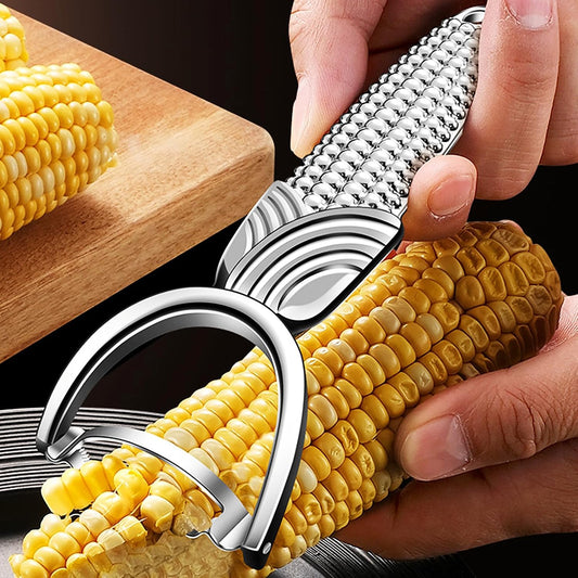 Corn Peeler & Cob Stripper, Stainless Blade for Corn on the Cob | Effortless cob stripping, rust-resistant build, no messy splatter, for fresh & cooked corn, clean kernels, easy to clean