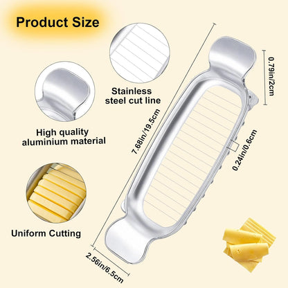 Butter Slicer Cutter & Cheese Cutter–Multi-Use Kitchen Tool for Evenly Slicing Butter Blocks, Cheeses, Eggs & Soft Fruits–Non-Stick，Compact & Portable for Home, BBQ, Camping（1 PACK)