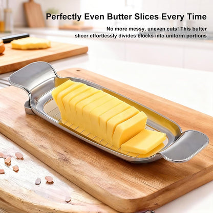 Butter Slicer Cutter & Cheese Cutter–Multi-Use Kitchen Tool for Evenly Slicing Butter Blocks, Cheeses, Eggs & Soft Fruits–Non-Stick，Compact & Portable for Home, BBQ, Camping（1 PACK)