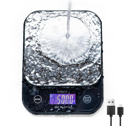 Waterproof Kitchen Scale, 0.1g/0.01oz High Precision, 5kg/11lb, Washable, USB Rechargeable, Digital Scale for Food,Cooking, Baking, Weight Loss, Grey