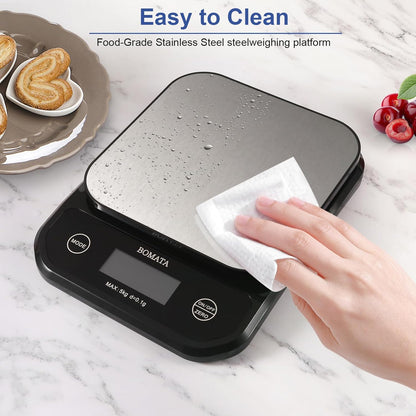 Waterproof Kitchen Scale, 0.1g/0.01oz High Precision, 5kg/11lb, Washable, USB Rechargeable, Digital Scale for Food,Cooking, Baking, Weight Loss, Grey