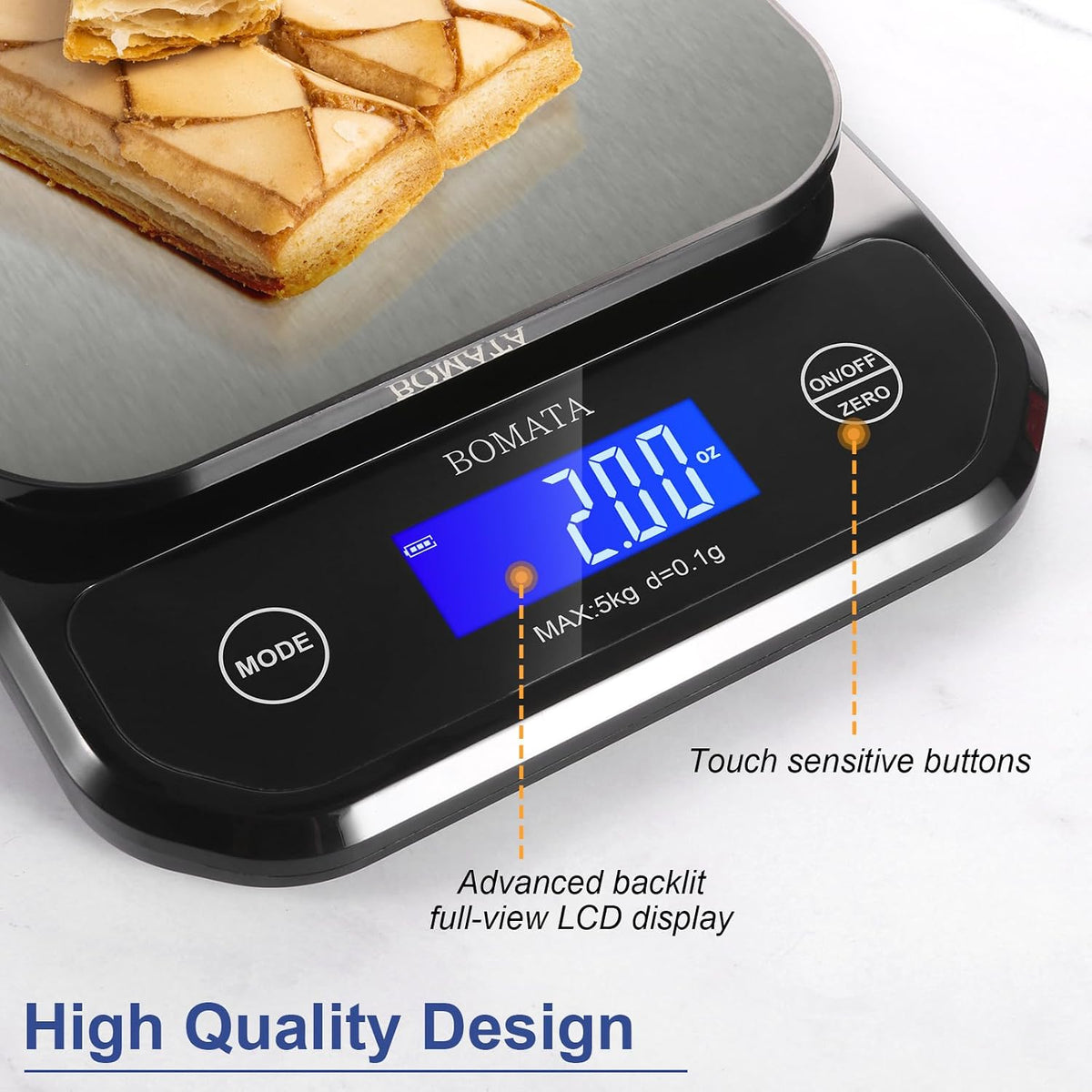 Waterproof Kitchen Scale, 0.1g/0.01oz High Precision, 5kg/11lb, Washable, USB Rechargeable, Digital Scale for Food,Cooking, Baking, Weight Loss, Grey