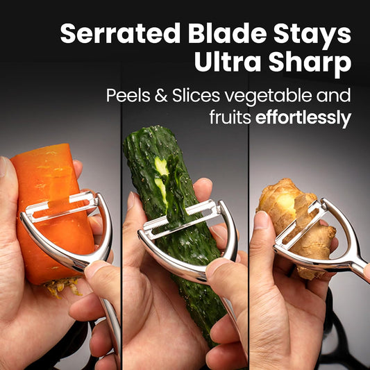 Vegetable Peeler Ultra Sharp Stainless Steel Blade (Y Peeler) | Left and Right Hand Compatible, Easy Peel and Slice, Ergonomic Handle, Comfortable Grip, Dishwasher Safe, 5-Year Warranty
