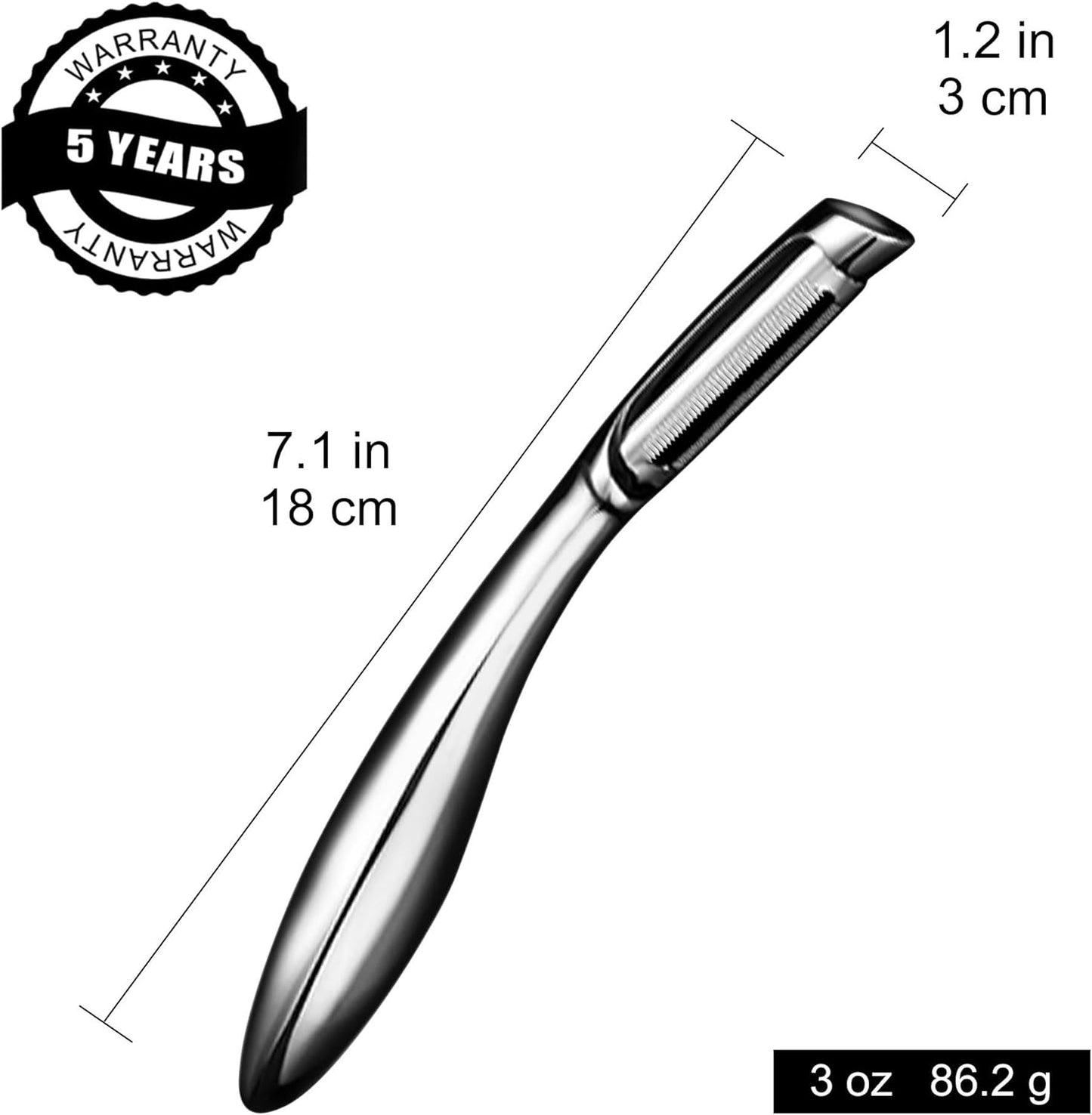 Vegetable Peeler Ultra Sharp Stainless Steel Blade (Y Peeler) | Left and Right Hand Compatible, Easy Peel and Slice, Ergonomic Handle, Comfortable Grip, Dishwasher Safe, 5-Year Warranty