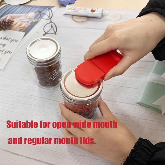 Canning Jar Opener, Mason Jar Opener Canning Tools for Releases Aluminum Vacuum Seal on all Wide Mouth and Regular Mouth Lids,Red