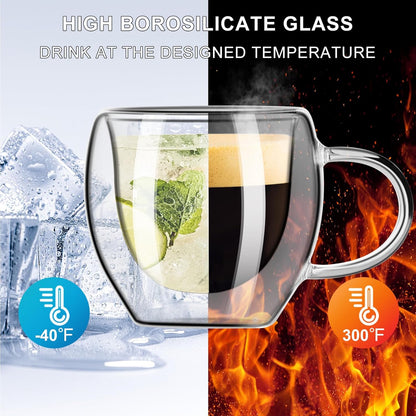 Espresso Cup with Handle, 2.5 OZ Double Spout Clear Glass Measuring Cup with Dual Scale, Espresso Shot Glass with V-Shaped Mouth, Espresso Accessories（1 pack）
