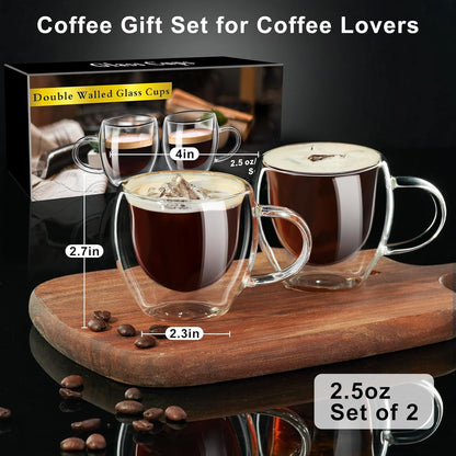 Espresso Cup with Handle, 2.5 OZ Double Spout Clear Glass Measuring Cup with Dual Scale, Espresso Shot Glass with V-Shaped Mouth, Espresso Accessories（1 pack）