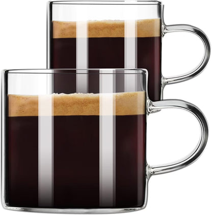 Espresso Cup with Handle, 2.5 OZ Double Spout Clear Glass Measuring Cup with Dual Scale, Espresso Shot Glass with V-Shaped Mouth, Espresso Accessories（1 pack）