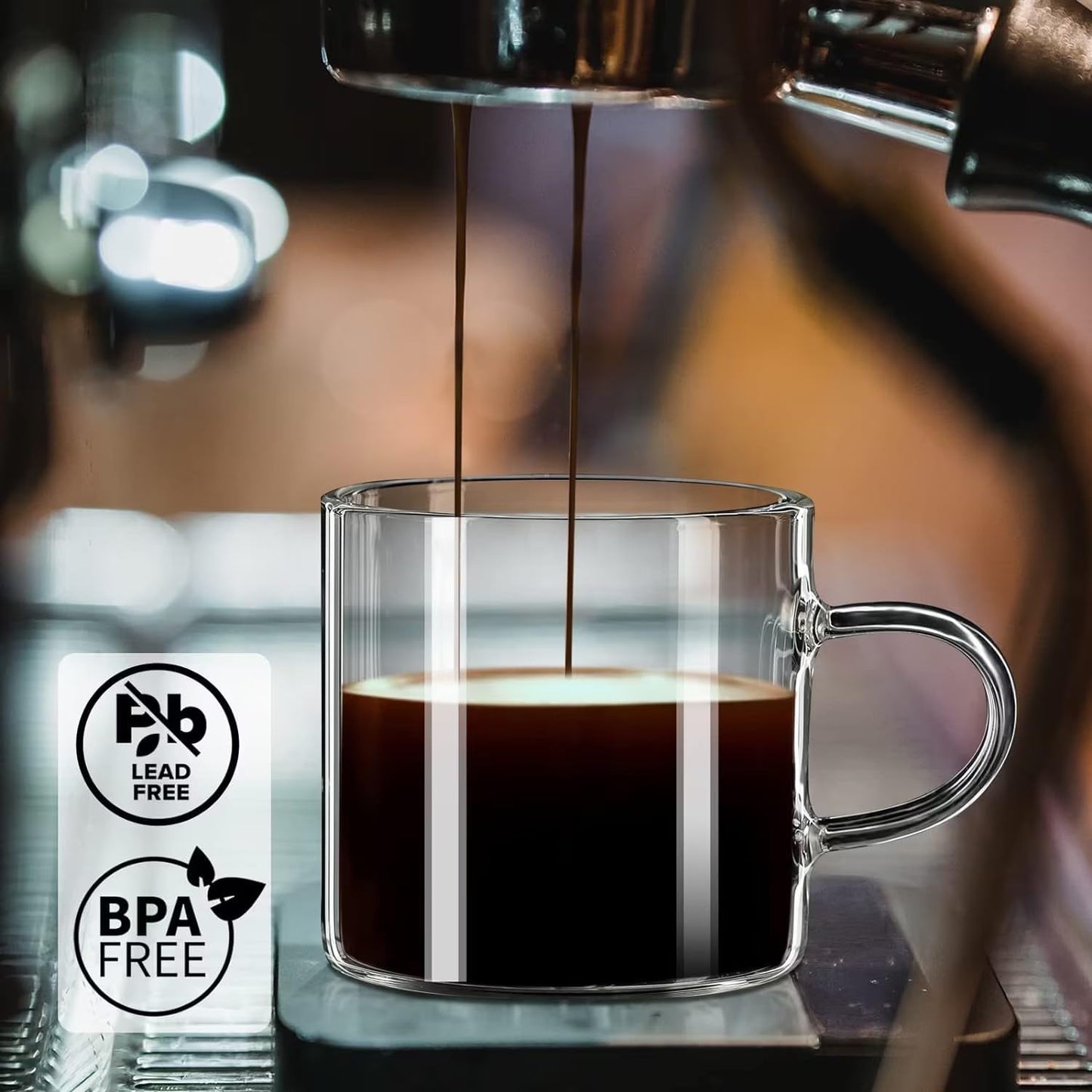 Espresso Cup with Handle, 2.5 OZ Double Spout Clear Glass Measuring Cup with Dual Scale, Espresso Shot Glass with V-Shaped Mouth, Espresso Accessories（1 pack）