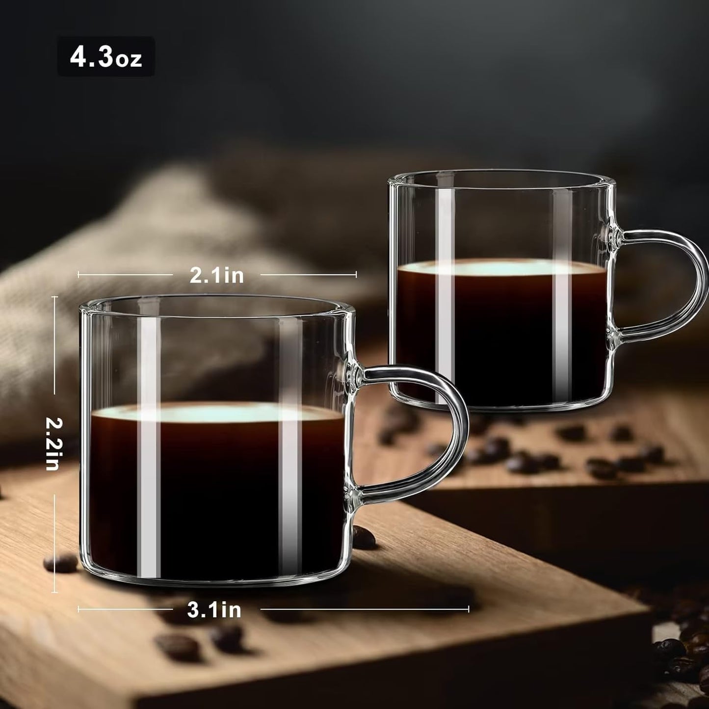 Espresso Cup with Handle, 2.5 OZ Double Spout Clear Glass Measuring Cup with Dual Scale, Espresso Shot Glass with V-Shaped Mouth, Espresso Accessories（1 pack）