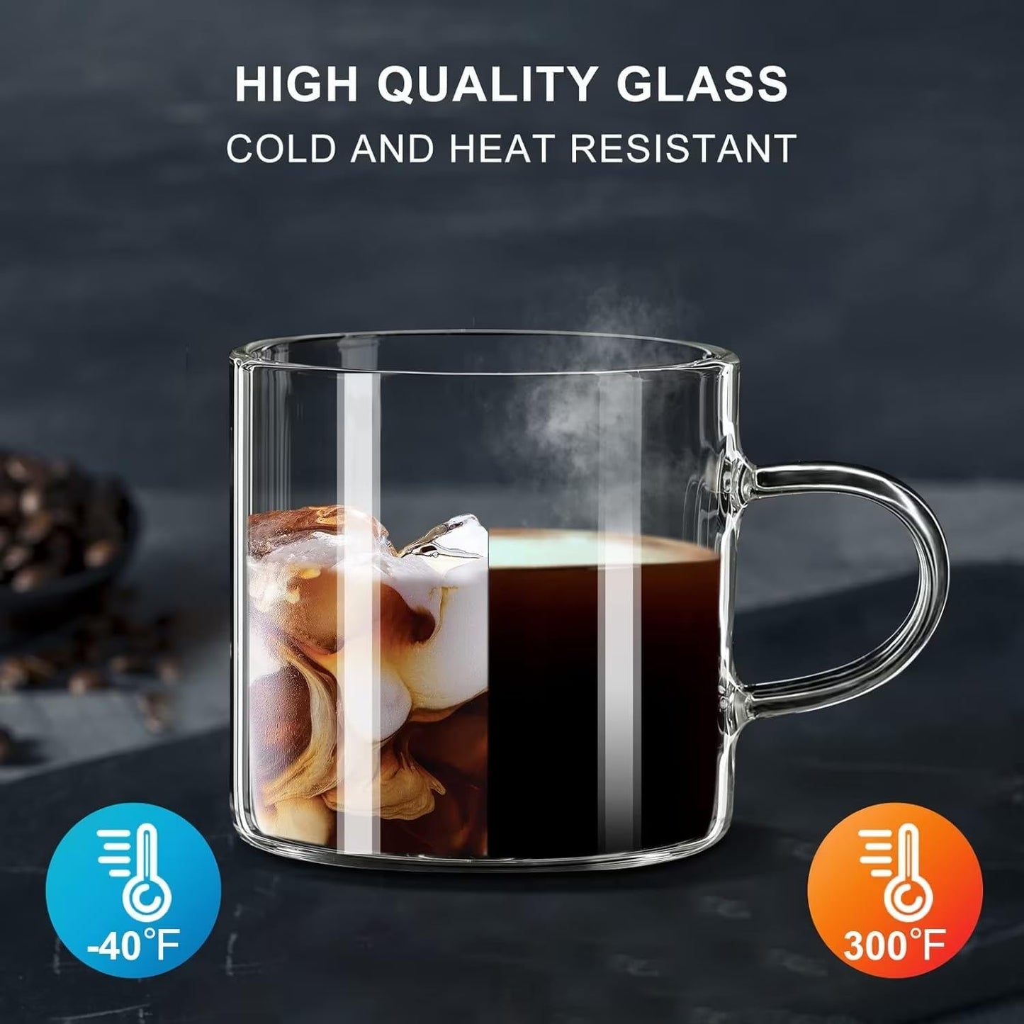 Espresso Cup with Handle, 2.5 OZ Double Spout Clear Glass Measuring Cup with Dual Scale, Espresso Shot Glass with V-Shaped Mouth, Espresso Accessories（1 pack）