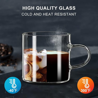 Espresso Cup with Handle, 2.5 OZ Double Spout Clear Glass Measuring Cup with Dual Scale, Espresso Shot Glass with V-Shaped Mouth, Espresso Accessories（1 pack）
