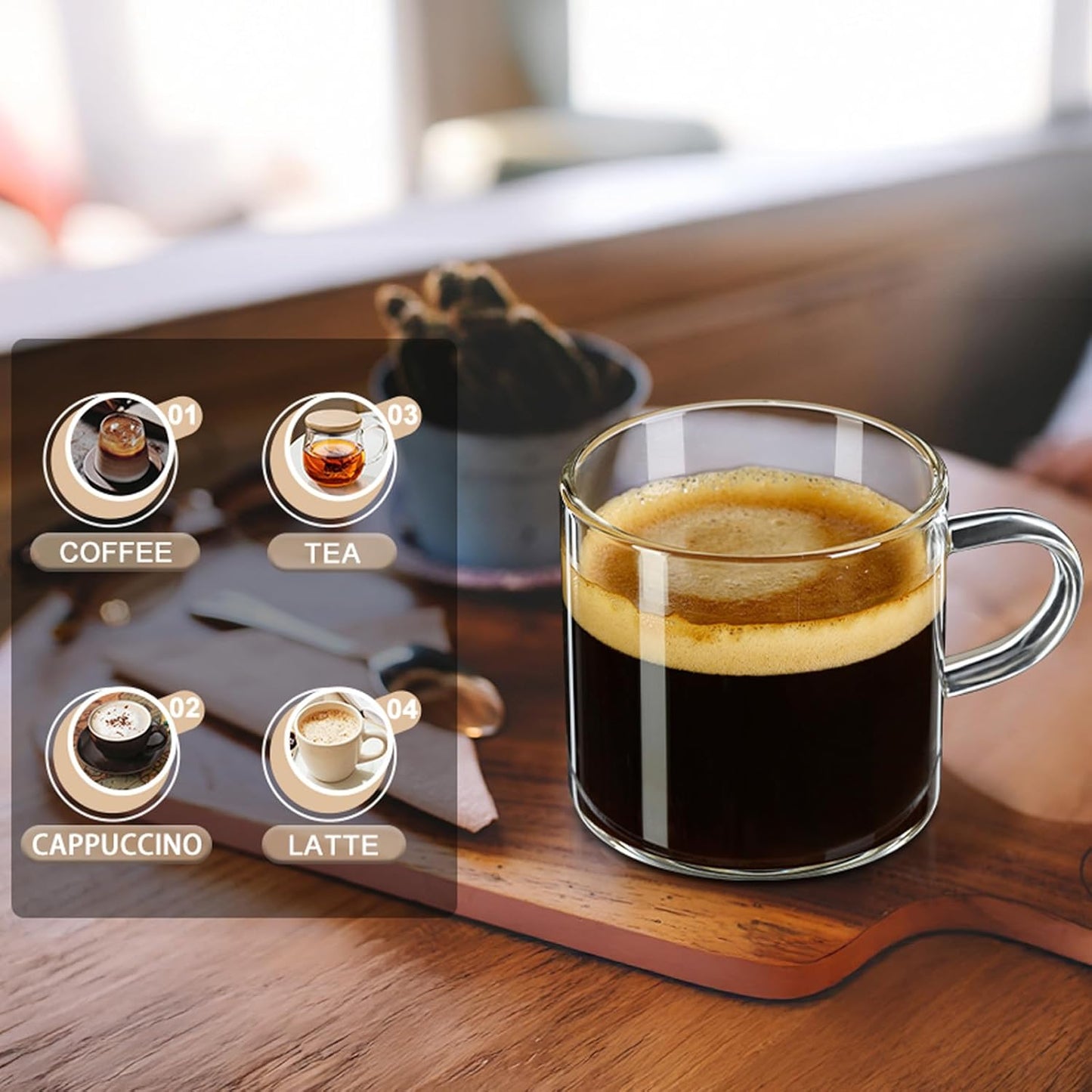 Espresso Cup with Handle, 2.5 OZ Double Spout Clear Glass Measuring Cup with Dual Scale, Espresso Shot Glass with V-Shaped Mouth, Espresso Accessories（1 pack）