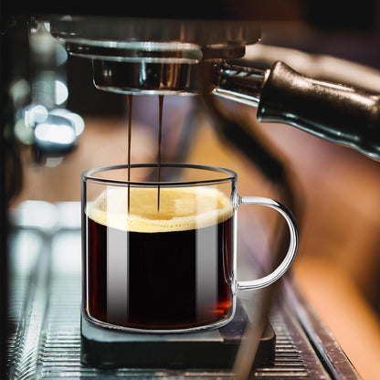 Espresso Cup with Handle, 2.5 OZ Double Spout Clear Glass Measuring Cup with Dual Scale, Espresso Shot Glass with V-Shaped Mouth, Espresso Accessories（1 pack）