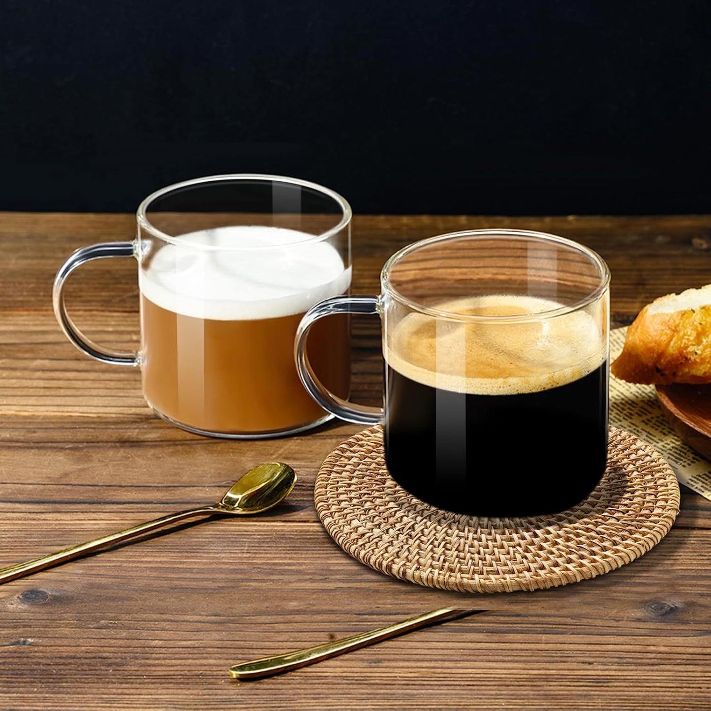 Espresso Cup with Handle, 2.5 OZ Double Spout Clear Glass Measuring Cup with Dual Scale, Espresso Shot Glass with V-Shaped Mouth, Espresso Accessories（1 pack）