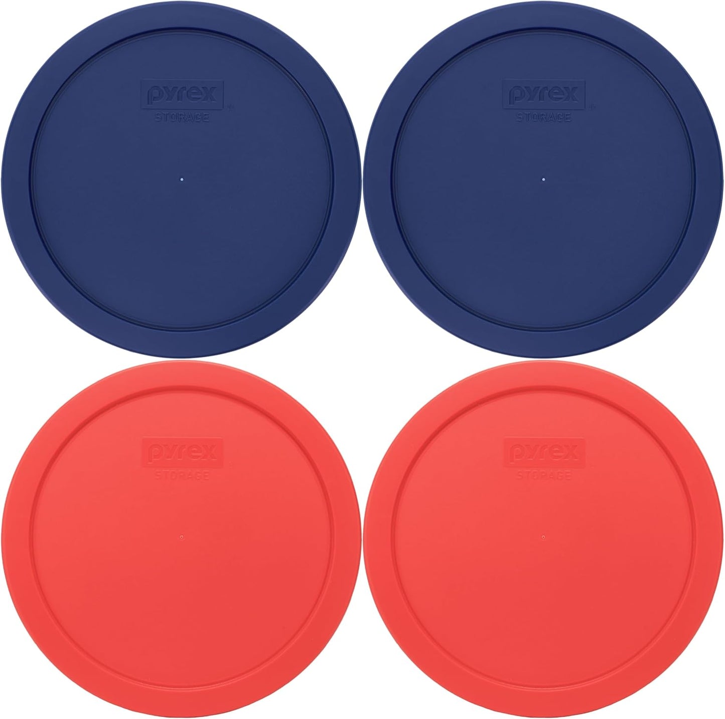 7402-PC (2) Blue & (2) Red Food Storage Lids - Made in USA | BPA-Free Plastic | Fits 7402 6-Cup Sculpted Mixing Bowl & 7203 7-Cup Glass Bowl | Round Shape | Dishwasher Safe