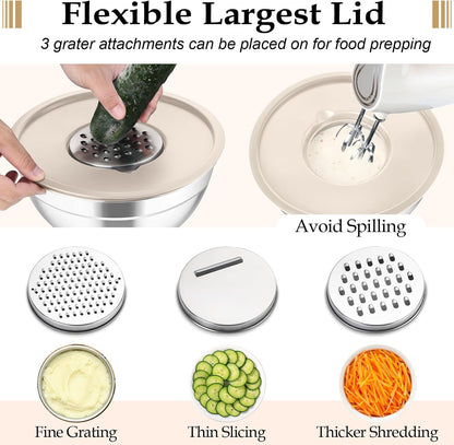 Mixing Bowls Set of 6, Stainless Steel Nesting Mixing Salad Bowl