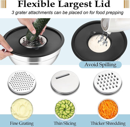 Mixing Bowls Set of 6, Stainless Steel Nesting Mixing Salad Bowl