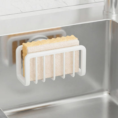 Sponge Holder for Kitchen Sink with Strong Suction Cup, Rustproof Aluminum Sink Caddy for Sponges, Removable Sponge Holder, Dish Brush for Scraper - Silver