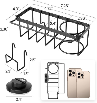 Sponge Holder for Kitchen Sink with Strong Suction Cup, Rustproof Aluminum Sink Caddy for Sponges, Removable Sponge Holder, Dish Brush for Scraper - Silver