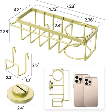 Sponge Holder for Kitchen Sink with Strong Suction Cup, Rustproof Aluminum Sink Caddy for Sponges, Removable Sponge Holder, Dish Brush for Scraper - Silver