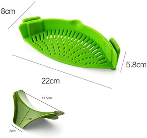 2 Packs Strain Pan Strainer, Clip-on Silicone Strainer with Slip-On Bowl Pour Spout Free for Draining Food While Cooking or Pouring Liquid, Universal Size Fits Most Pans Pots Bowls (red+green))