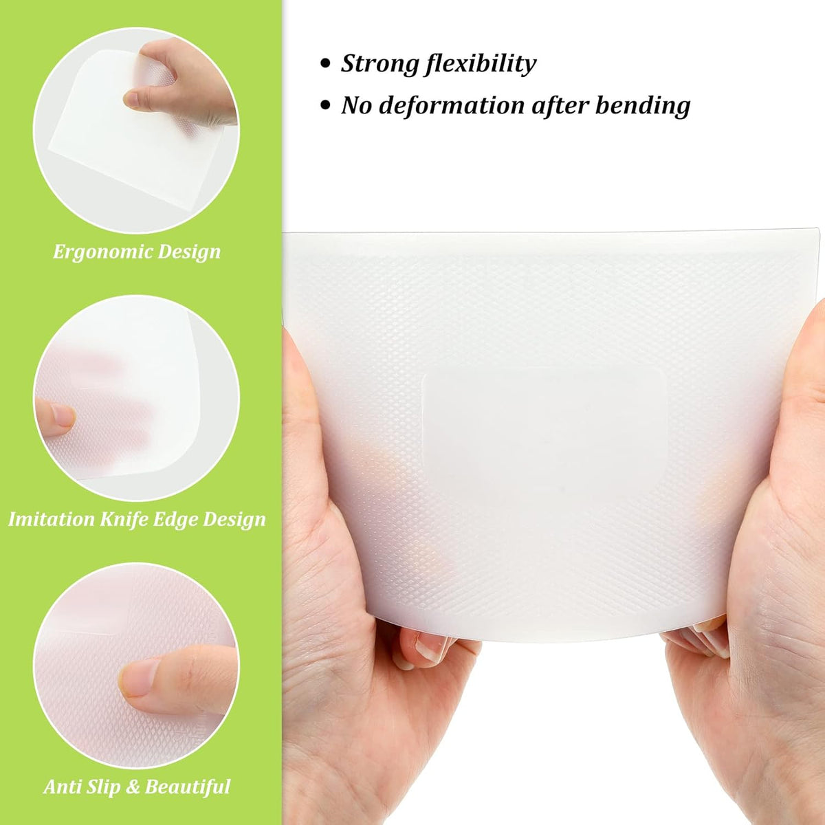 4 Pcs Plastic Dough Scraper, Flexible Bowl Bench Scraper